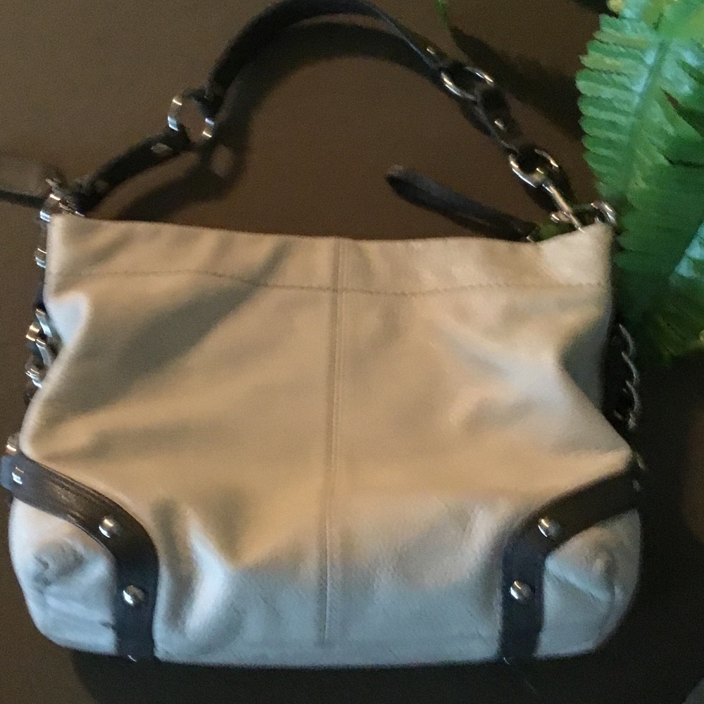 Coach Two-Tone Cream and Black Shoulder Bag